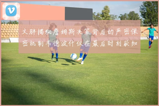 文胖揭秘詹姆斯决策背后的严密保密机制韦德波什仅在最后时刻获知消息